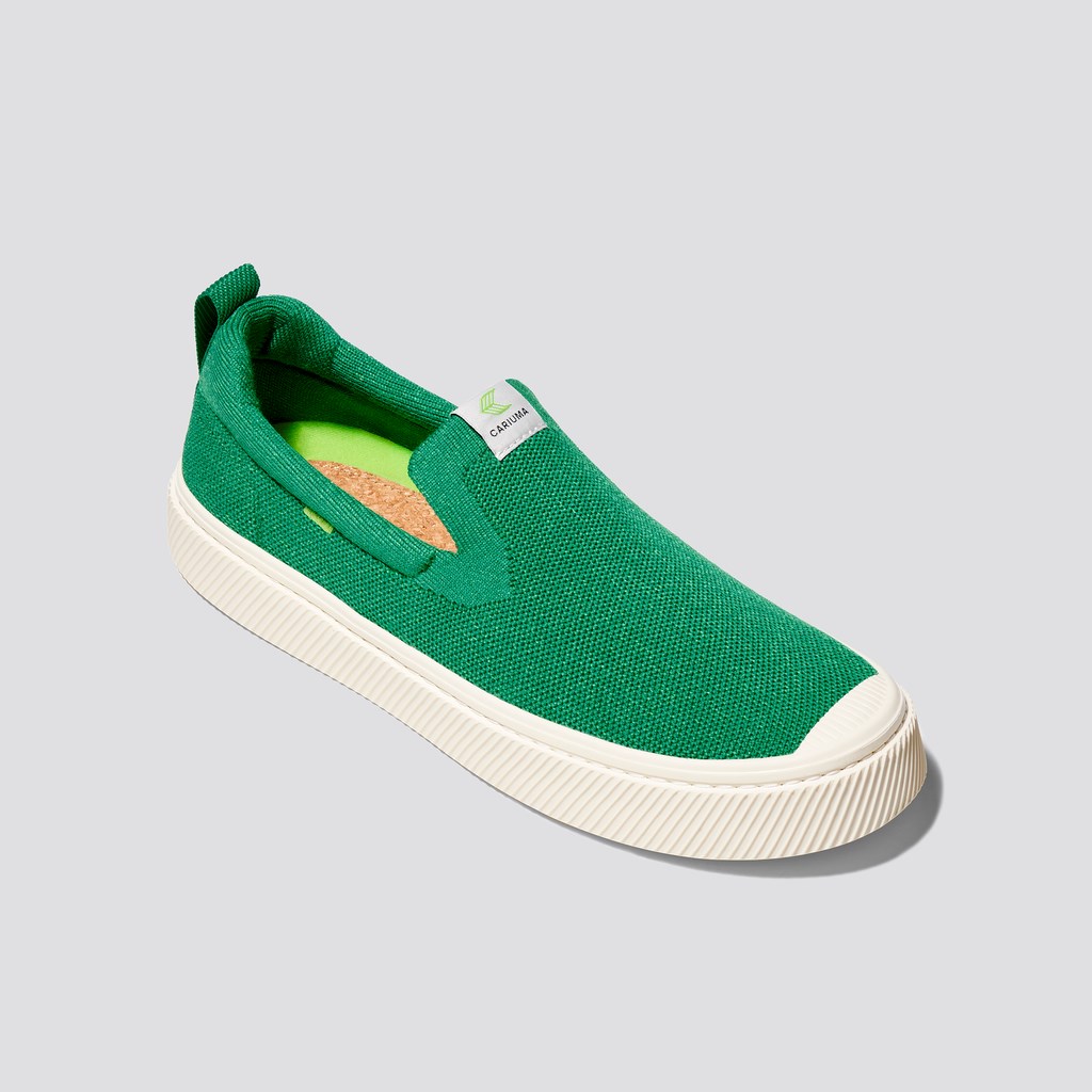 IBI Slip-On Cariuma Low Top Bamboo Weave Knit Vegan Vert Homme | CYQ-6439864